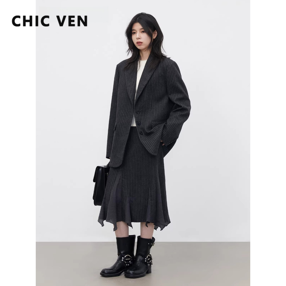 Wool Blend Coat - CHIC VEN 패션 여성 울 블레이저