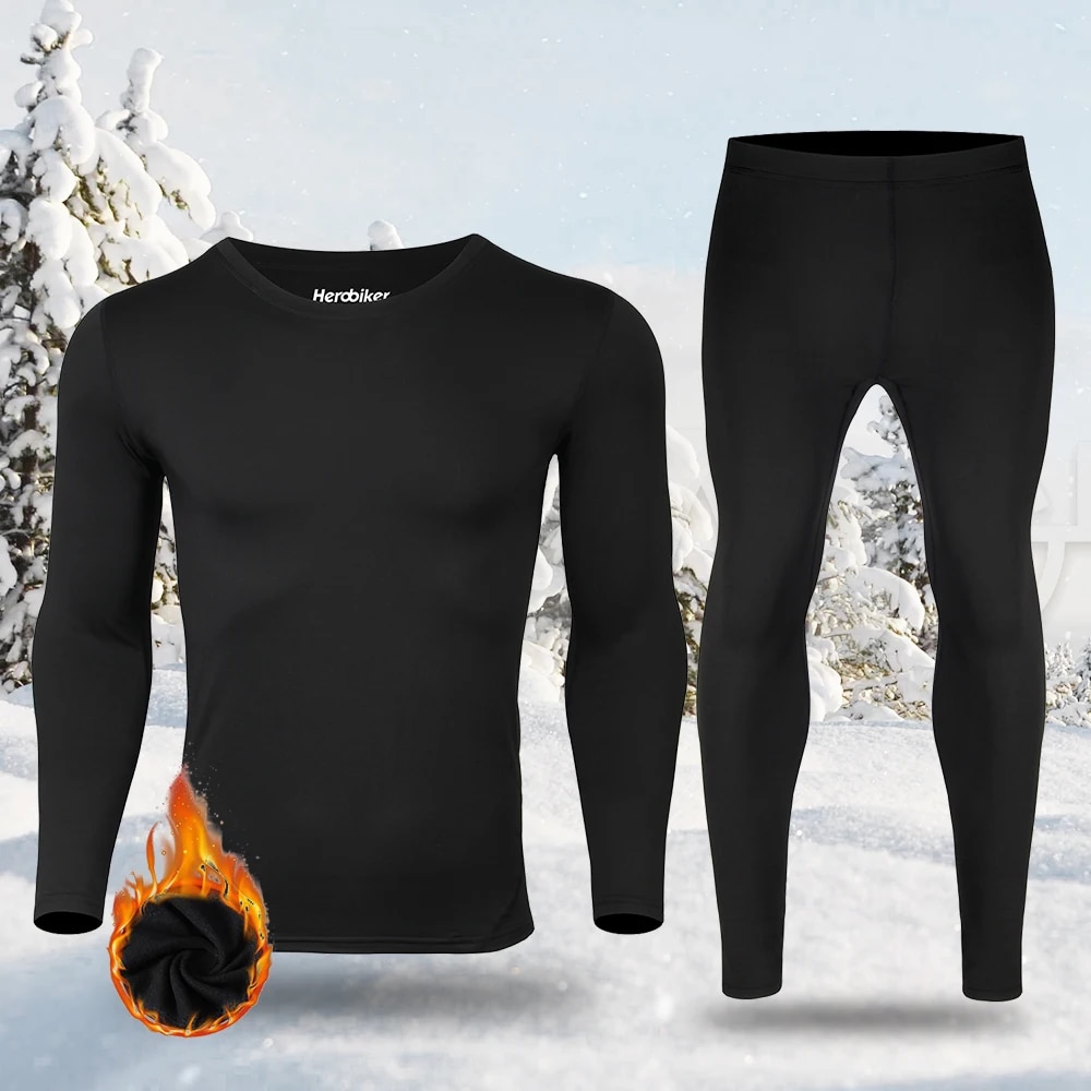 Thermal Base Layer - 남성용 양털 안감 보온 속옷 세트,