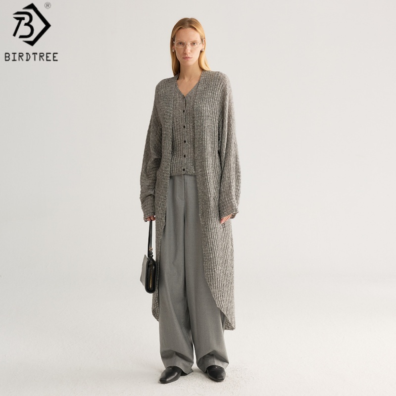 Wool Blend Coat - 버드트리, 울 혼방 가디건, V넥 배트윙