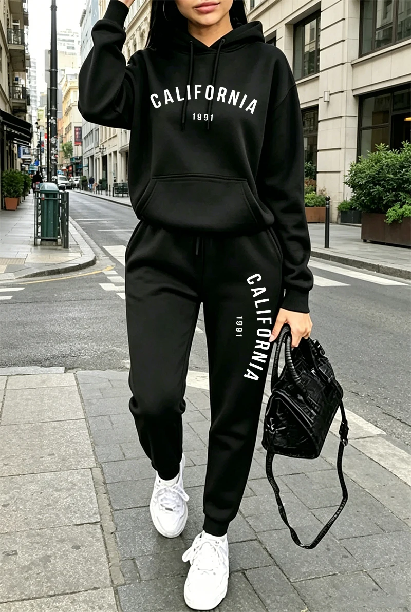 핫세일 여성 트레이닝복 프린팅 캐주얼 후드티 스웨트팬츠 - Winter Clothing Women'S 리뷰 및 가격