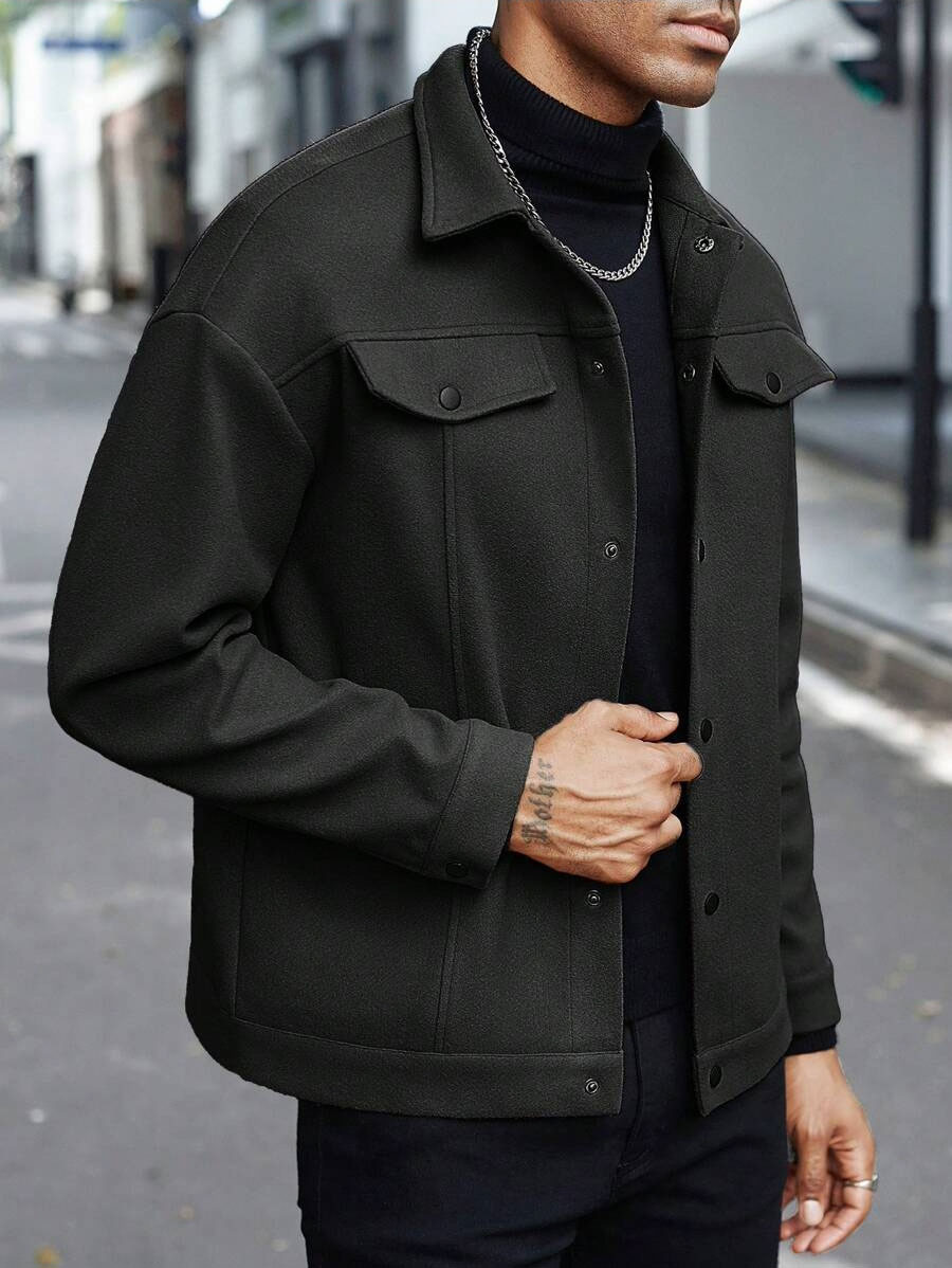 남성용 울 혼방 라펠 워크 재킷 인조 더블 체스트 포켓 - Wool Blend Coat 리뷰 및 가격