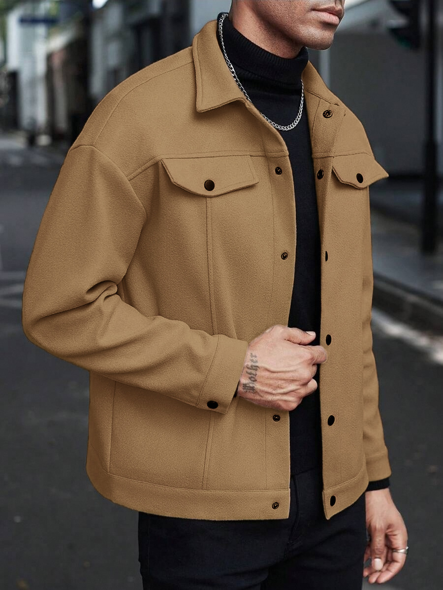 남성용 울 혼방 라펠 워크 재킷 인조 더블 체스트 포켓 - Wool Blend Coat 리뷰 및 가격